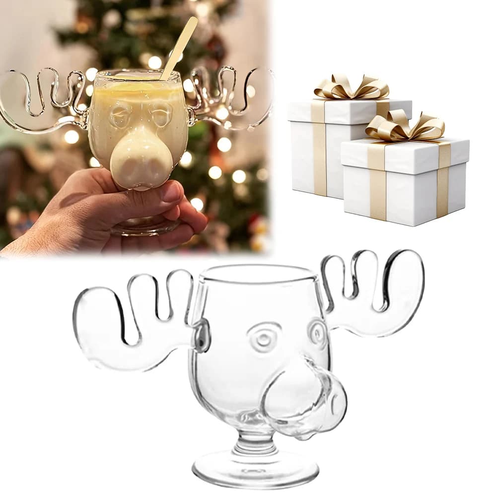 Tazza natalizia da 240 ml 8 once Testa di renna natalizia Bicchiere di alce creativo Bicchiere da latte Vino Birra Acqua Succo di latte Bicchiere da latte