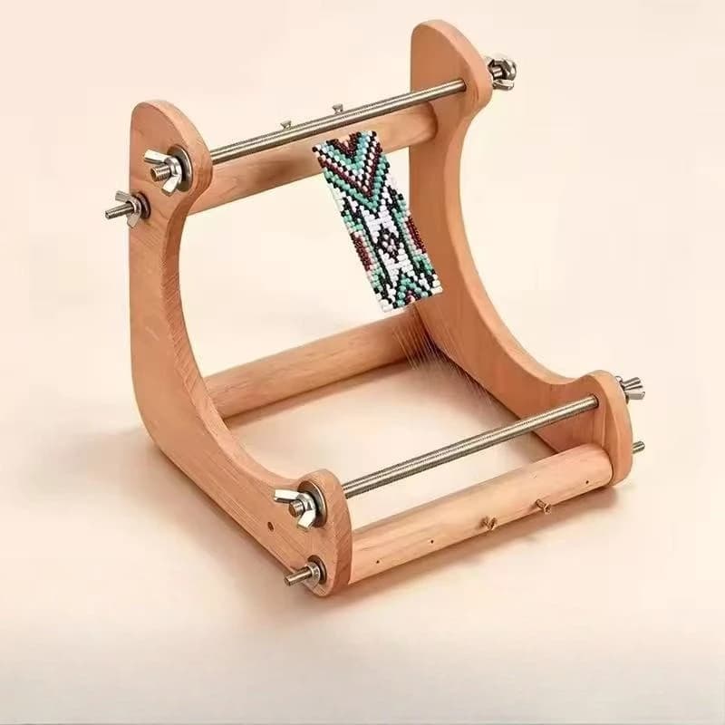 Wooden Handmade DIY Bead Weaving Tool Desktop Standing Bead Loom Adjustable Beading Machine Kit Set for Jewelry