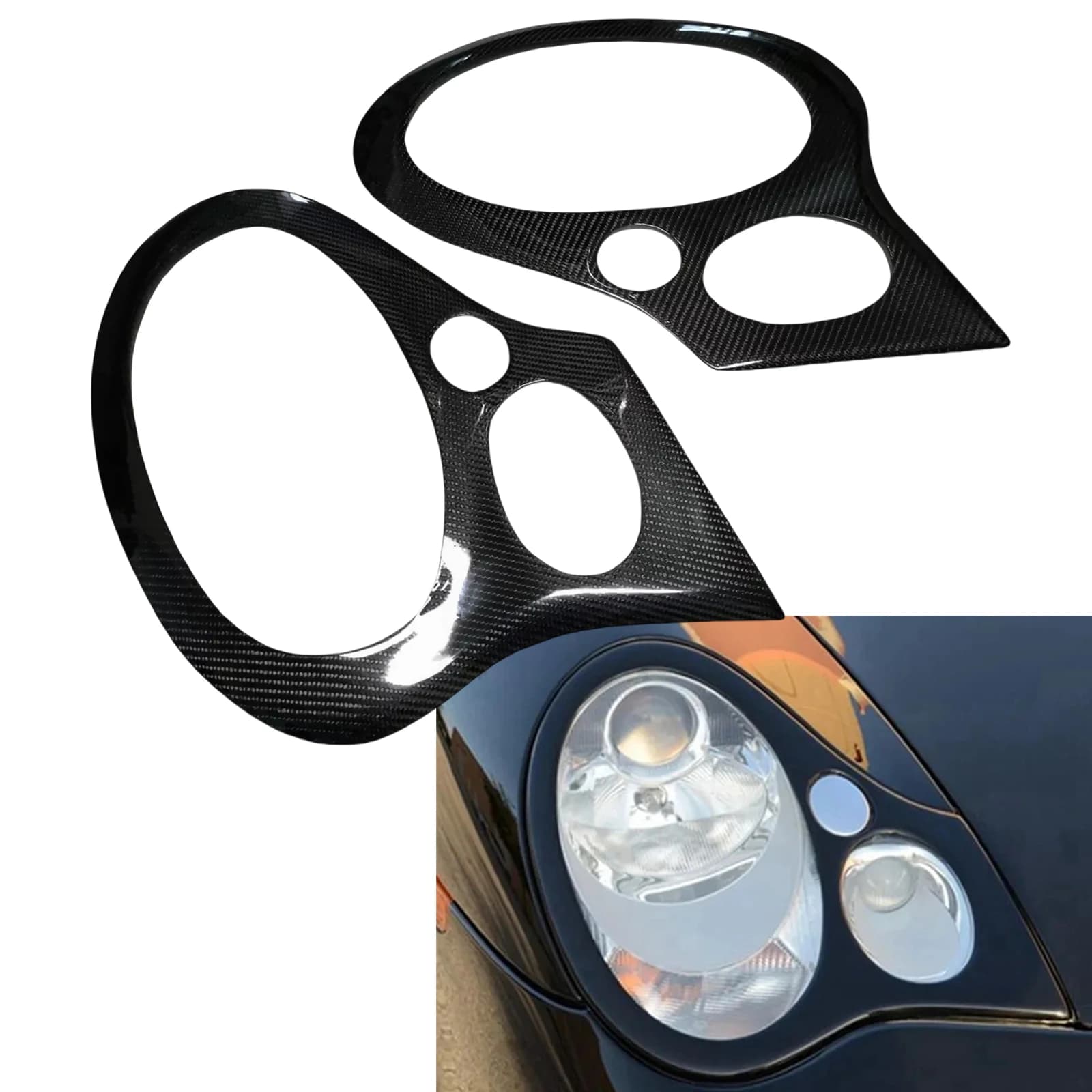 Per Porsche 911 996 GT2 GT3 1999-2006 faro sopracciglio faro palpebra Trim vera fibra di carbonio faro anteriore lampada copertura Brow