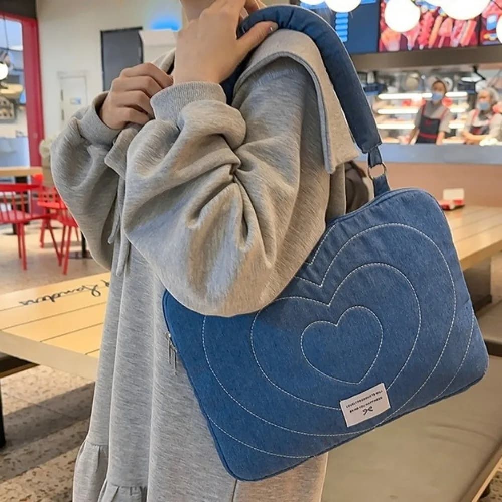 Borsa per Computer Moderna e Alla Moda 14 Pollici, Custodia Antiurto per Laptop con Fiocco Ricamato, Borsa Morbida per Laptop Business