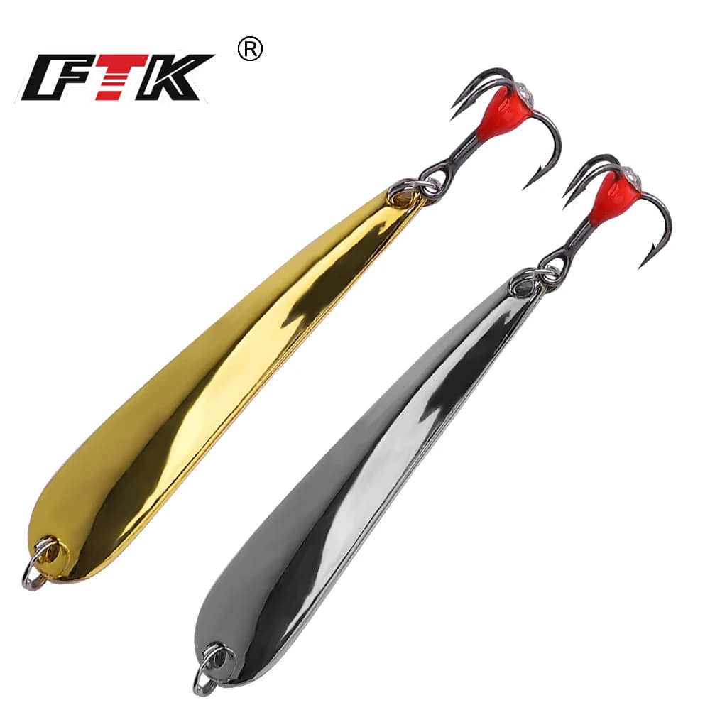 FTK 5g/7g/11g Winter Fishing Rich on Ice Metal Jig Wobblers Artificial Esca Spinner Cucchiaio per luccio esche di pesca Ganci