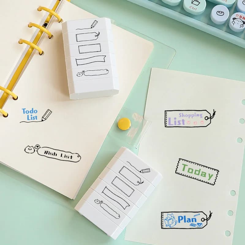 Timbro linea 1 pz a 5 strati, piano per notebook, timbro incamato, perfetto per appunti giornalieri e decorazioni natalizie