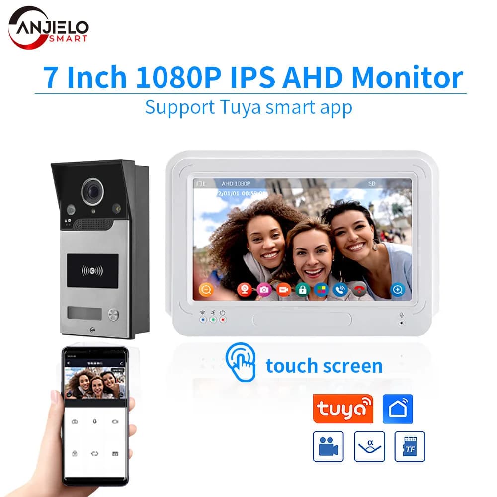 Videocitofono con display ad alta definizione IPS da 7 pollici, supporto per sblocco remoto intelligente Tuya