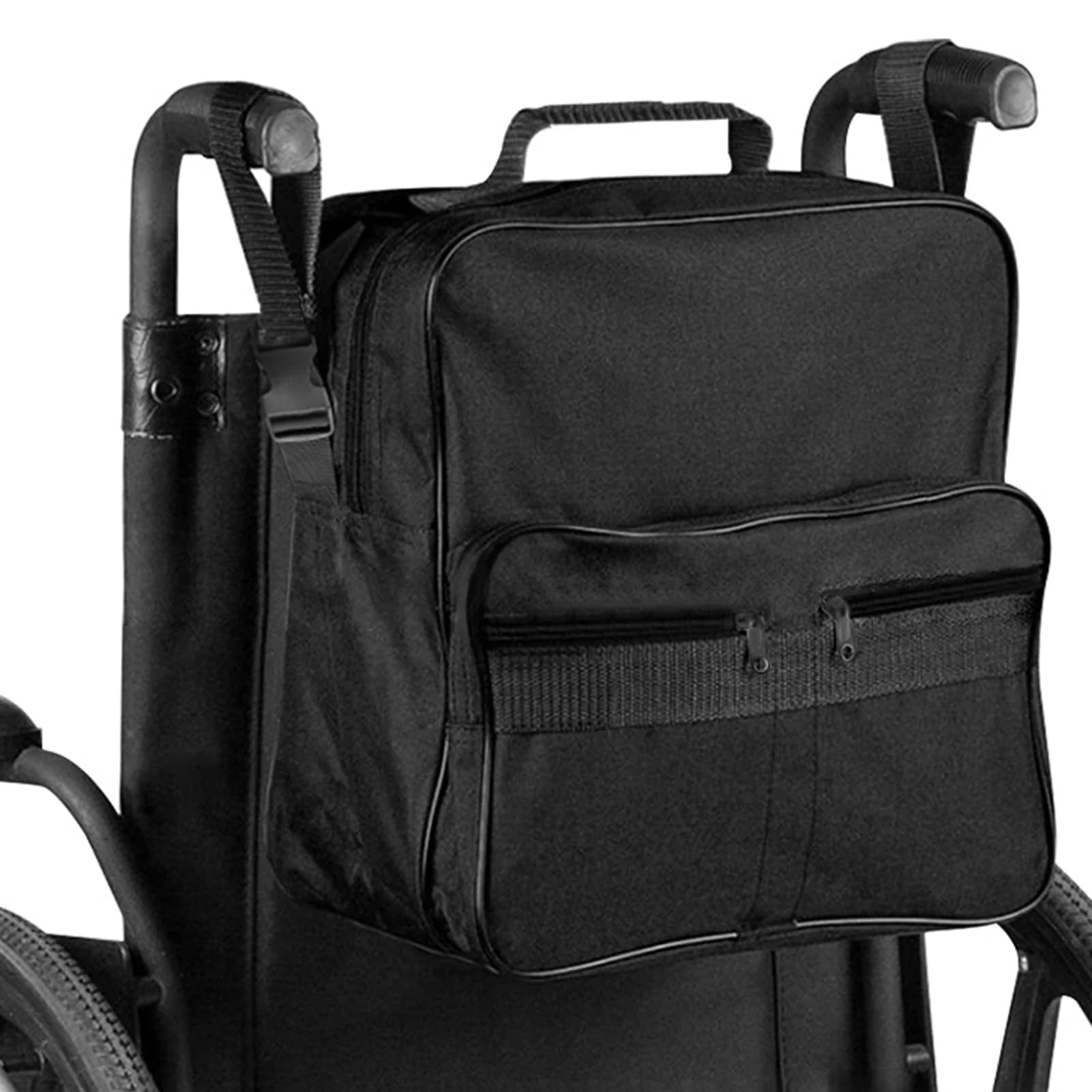 Borsa per sedia a rotelle Hang On Back Storage Tote Portable Large Capacity custodia impermeabile accessibile Messenger da viaggio nero