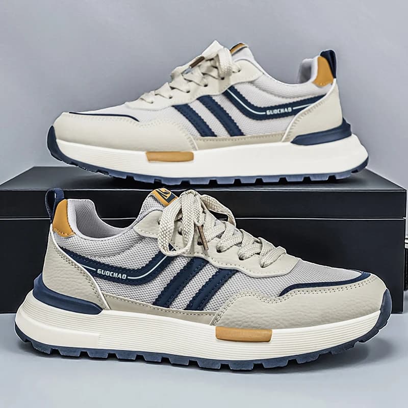 Men's Breathable Running Shoes Summer Mesh Low Top Fashion Dad Sports Sneakers Anti-Slip Casual Versatile Youth AGAN Thick Heel