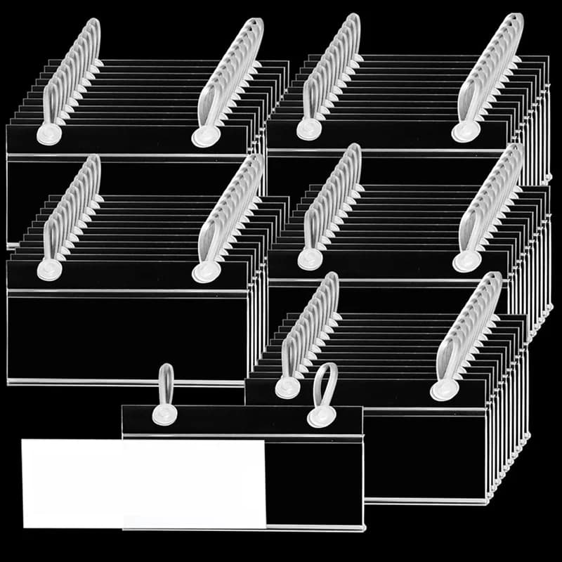 CHCH 400PCS Porta etichette per scaffali in filo metallico, porta cartellino del prezzo trasparente da 4 pollici x 2,3 pollici per scaffalature in plastica metallica