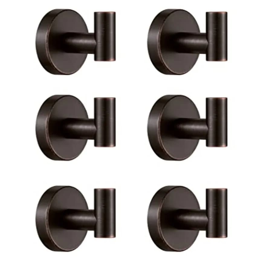 Ganci appendiabiti in bronzo per bagno, ganci appendiaccappatoi effetto olio, ganci appendiabiti rustici da parete stile farmhouse, 6 pezzi per cucina