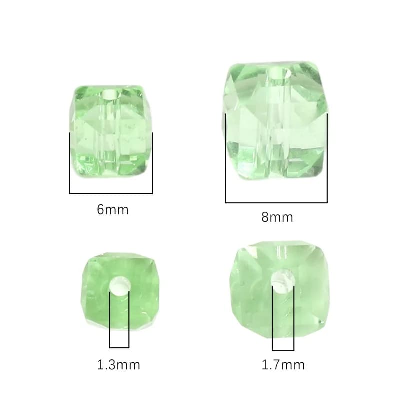 10pcs Glass Crystal Transparent Cube Beads 6mm Diameter 1.3mm Hole Various Colors DIY Jewelry Making ForBracelet Necklace Craft