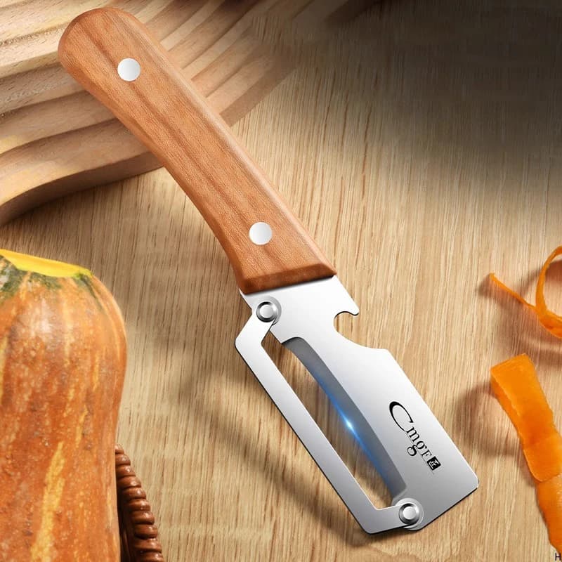 Stainless steel Pelapatate with wooden handle to peel and slice fruits and vegetables | Durable and fluid operation