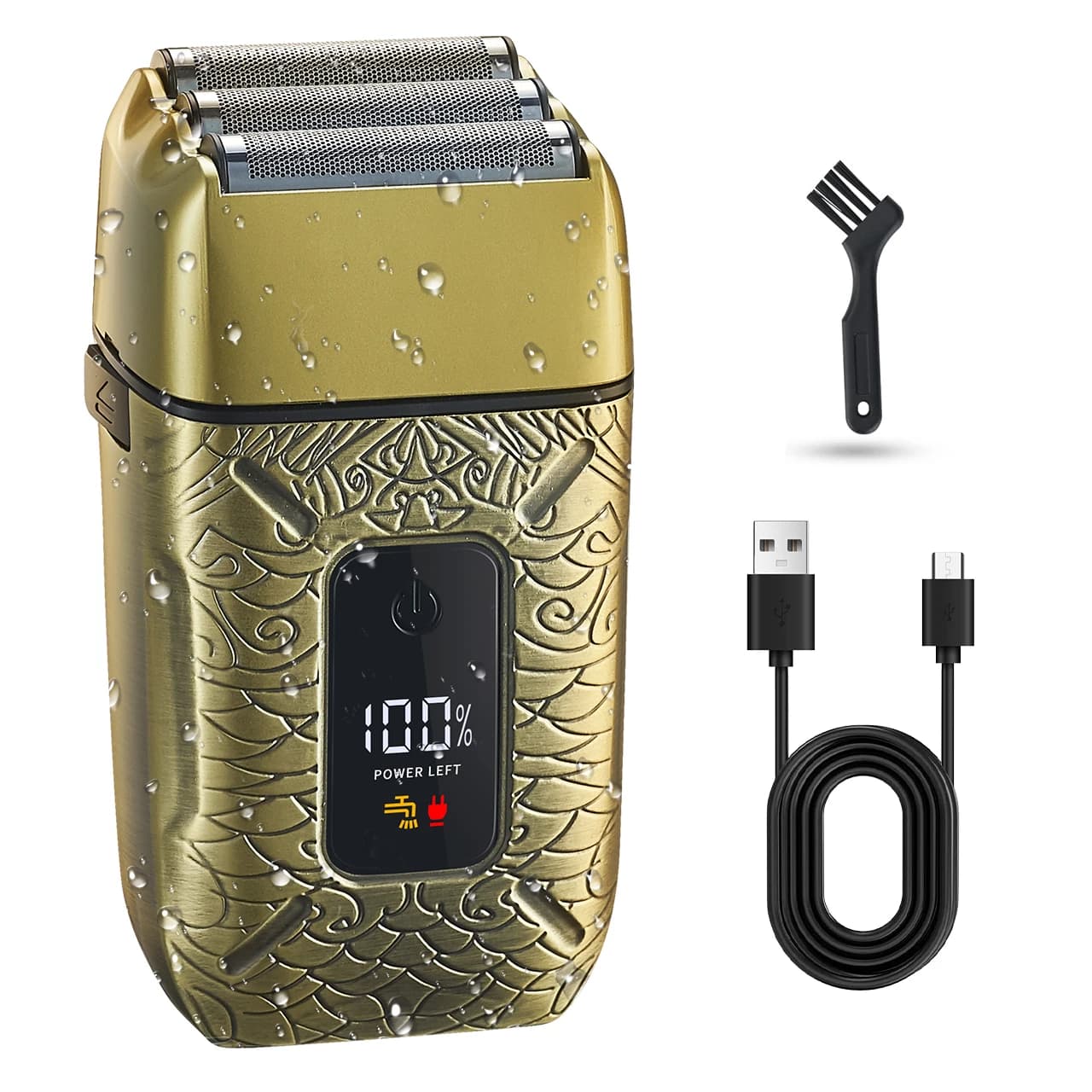 Men's Electric Razor with Triple Blade, Whitening Device, Metal Rulebarba, Professional Quality, Button Razor for a Lyscia Skin