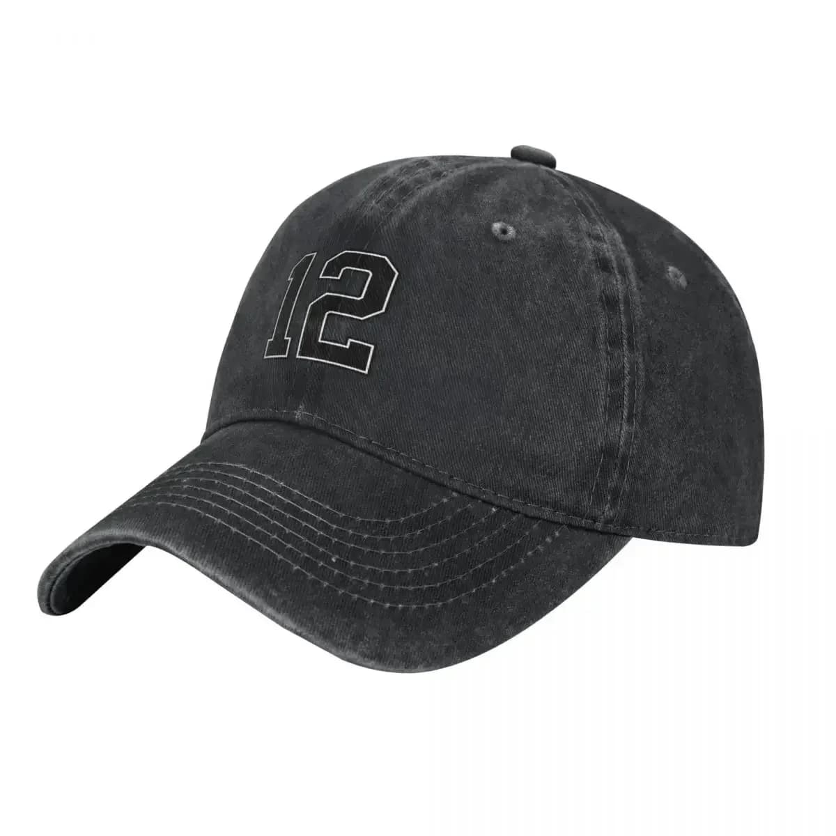 Black Number 12 Lucky Sports Jersey Twelve Baseball Cap Christmas Hat Sunhat Wild Ball Hat Golf Hat Boy Women's
