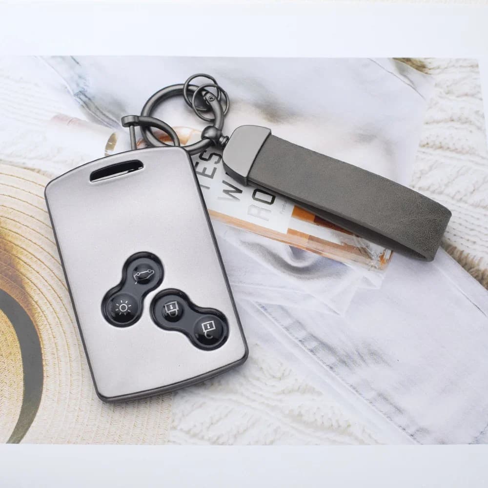 Soft Gunmetal TPU Car Key Case for Renault Megan 3 Laguna Fluence NEMA Clio 4 Captur Zoe 4 Buttons Card Key Cover Keychain Set