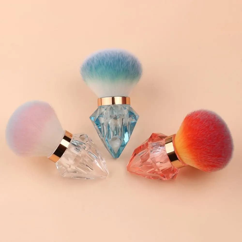Mini Pennello per Fard in Polvere con Scatola, Strumento Cosmetico a Forma di Strass, Pennello per Pulizia Unghie, Pennello per Manicure e Nail Art, Pennello per Trucco, per Salone di Bellezza