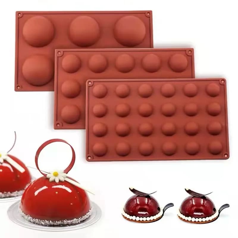 Stampo in Silicone a Forma di Semisfera con 6/15/24 Fori, Stampo per Bomba di Cioccolata Calda, Cupola per Mousse e Gelato