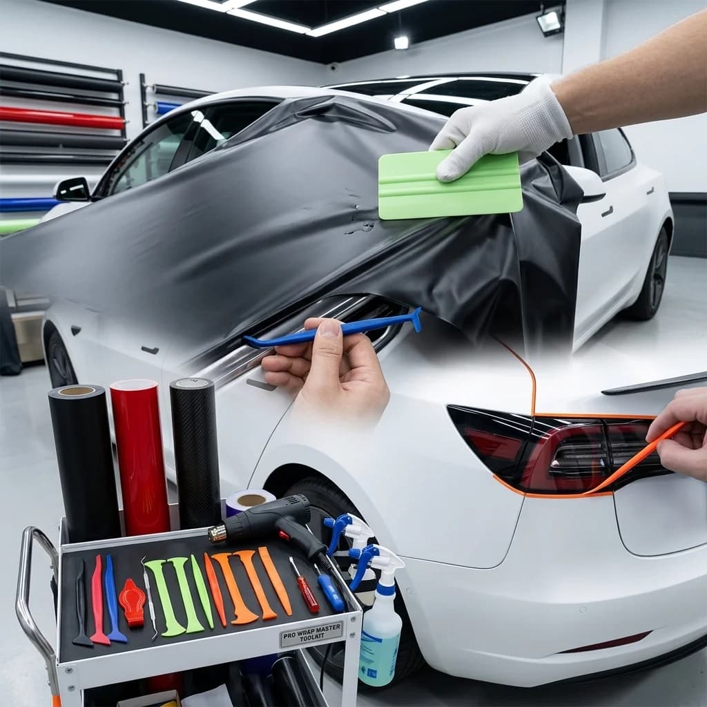 Window Tinting Kit Corner Scraper Curves Slot Tucking Tools Gap Film Cutter Vinyl Car Wrap Tool Micro Stick Squeegee