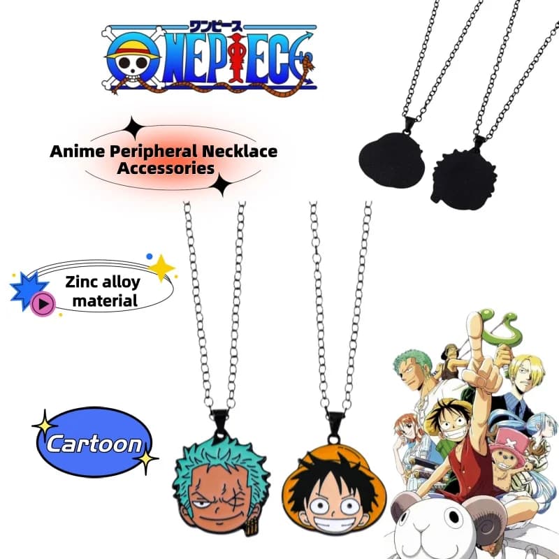 One Piece anime merchandise creative necklace jewelry cartoon Luffy Zoro oil-drip pendant clavicle chain necklace accessories
