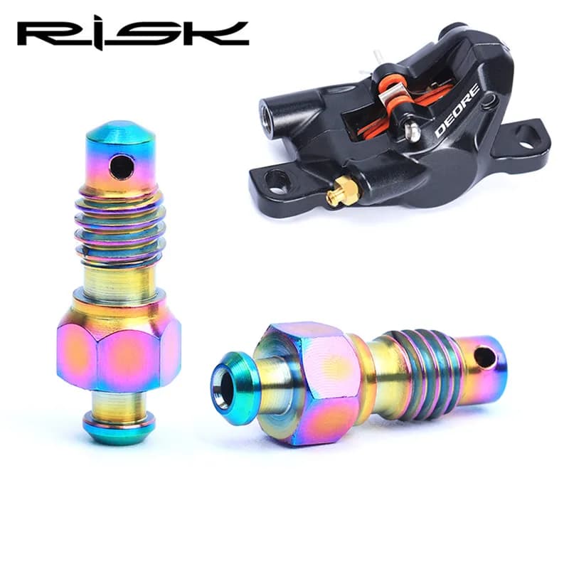 Rischio 2 pezzi M6 MTB bici bulloni di scarico freno a disco idraulici lega di titanio clip freno bicicletta vite oliatura e spurgo