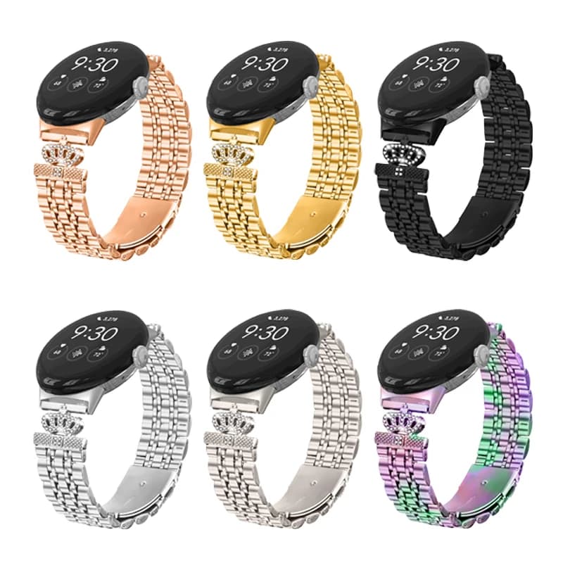 For Google Pixel Watch 4 3 2 1 Smart Watch Women's Stainless Steel Strap Crown Seven beads Strap for Google Pixel Watch 3 2 4 1