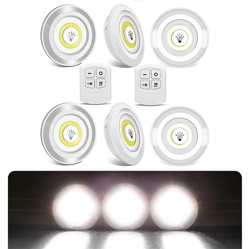 Dimmerabile 3W COB sotto l'armadio Lampada LED Luce notturna Telecomando Armadio Interruttore della luce Pulsante per scale Cucina Bagno