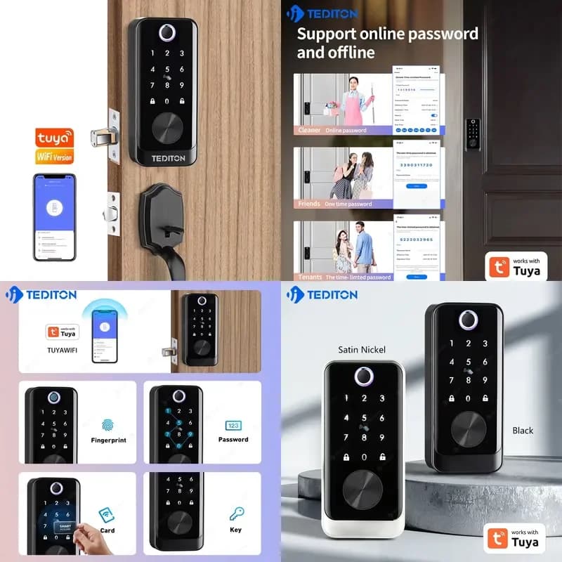 2026 Cerraduras Electronica Inteligente Wifi Electronic Digital Controlled Fingerprint Deadbolt Smart Door Lock