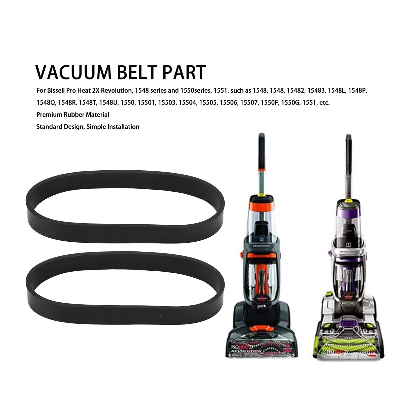Vacuum Belt Rubber Vacuum Cleaner Belts Accessory 1606428 for ProHeat 2X Vacuum Cleaner Belt Part