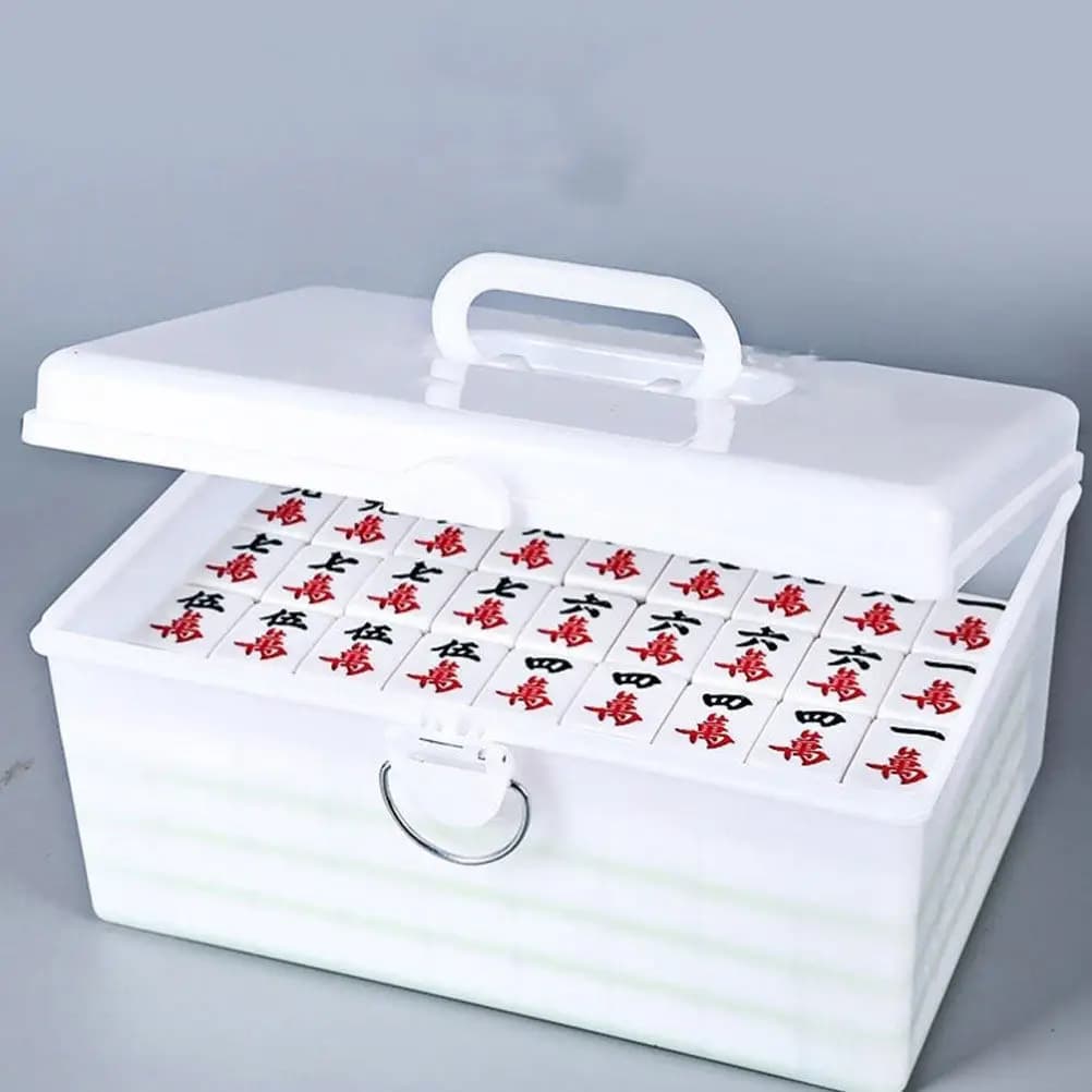 Plastic Mahjong Storage Box Portable Large Capacity Container for Mahjong Tiles Household Organizer Smooth Edge Design