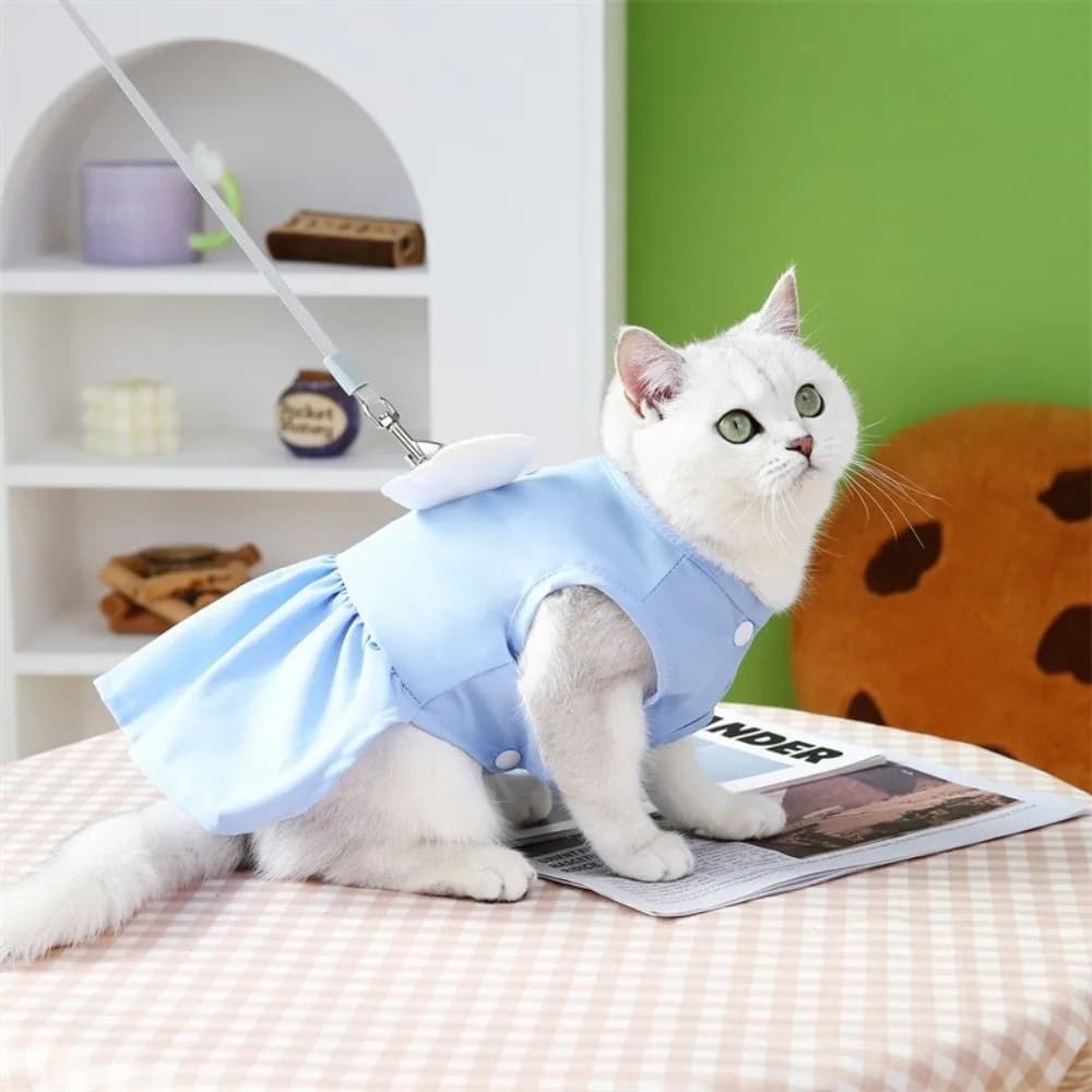 Pet Chest Strap Adorable Dog Wings Skirt Breathable Comfortable Cat Vest Harness with D Ring Puppy Princess Dress Pet Supplies