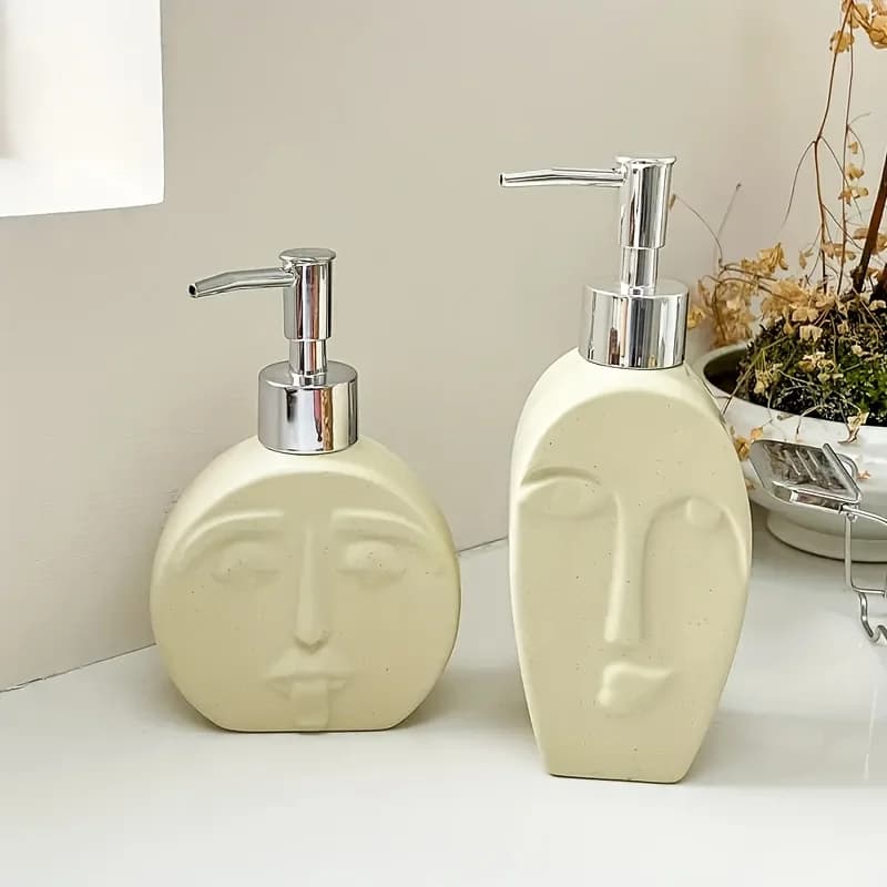 Dispenser artistico di sapone in ceramica in stile nordico con pompa a mano - Senza nichel, bottiglia di lozione e shampoo in bagno e cucina