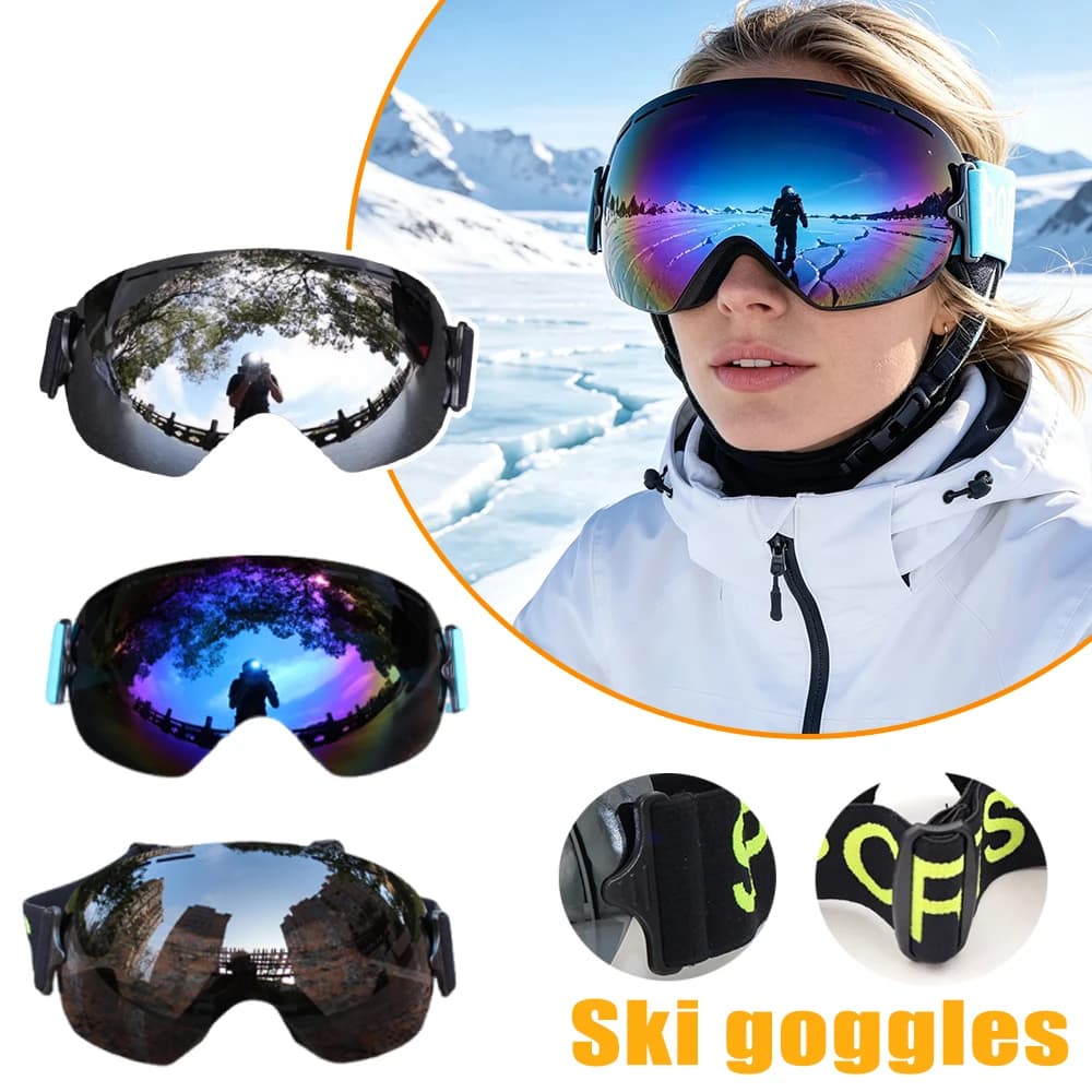 Ski Goggles Over Glasses Large Frame Single Layer Professional Windproof Snowboard Goggles Winter Snow Sports