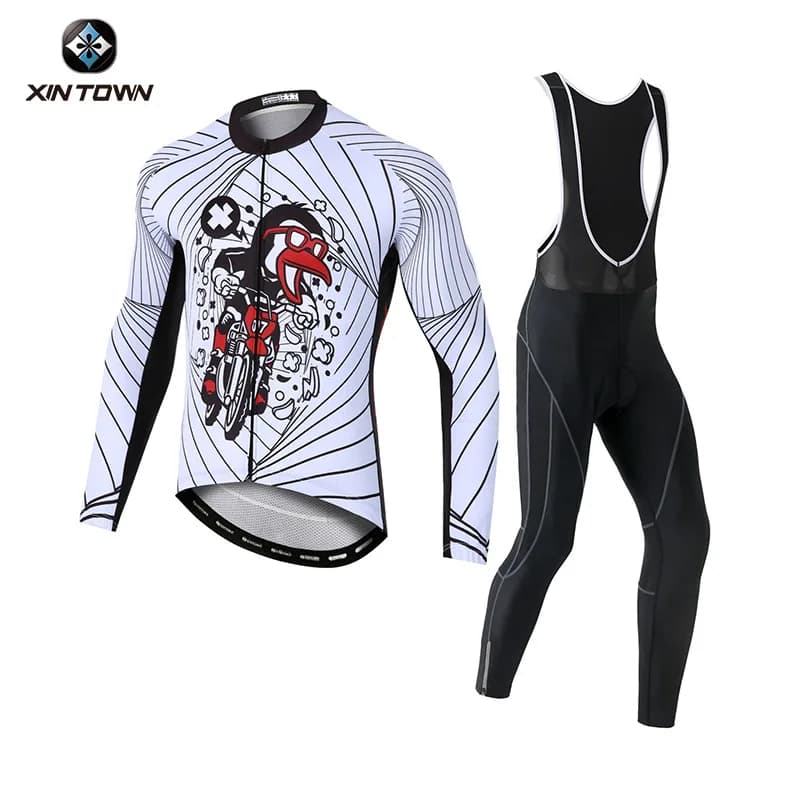 XINTOWN Completo da Ciclismo Autunnale da Donna a Maniche Lunghe, Nuovo Stile, Set Abbigliamento Bici Traspirante ad Asciugatura Rapida, Maglia e Salopette