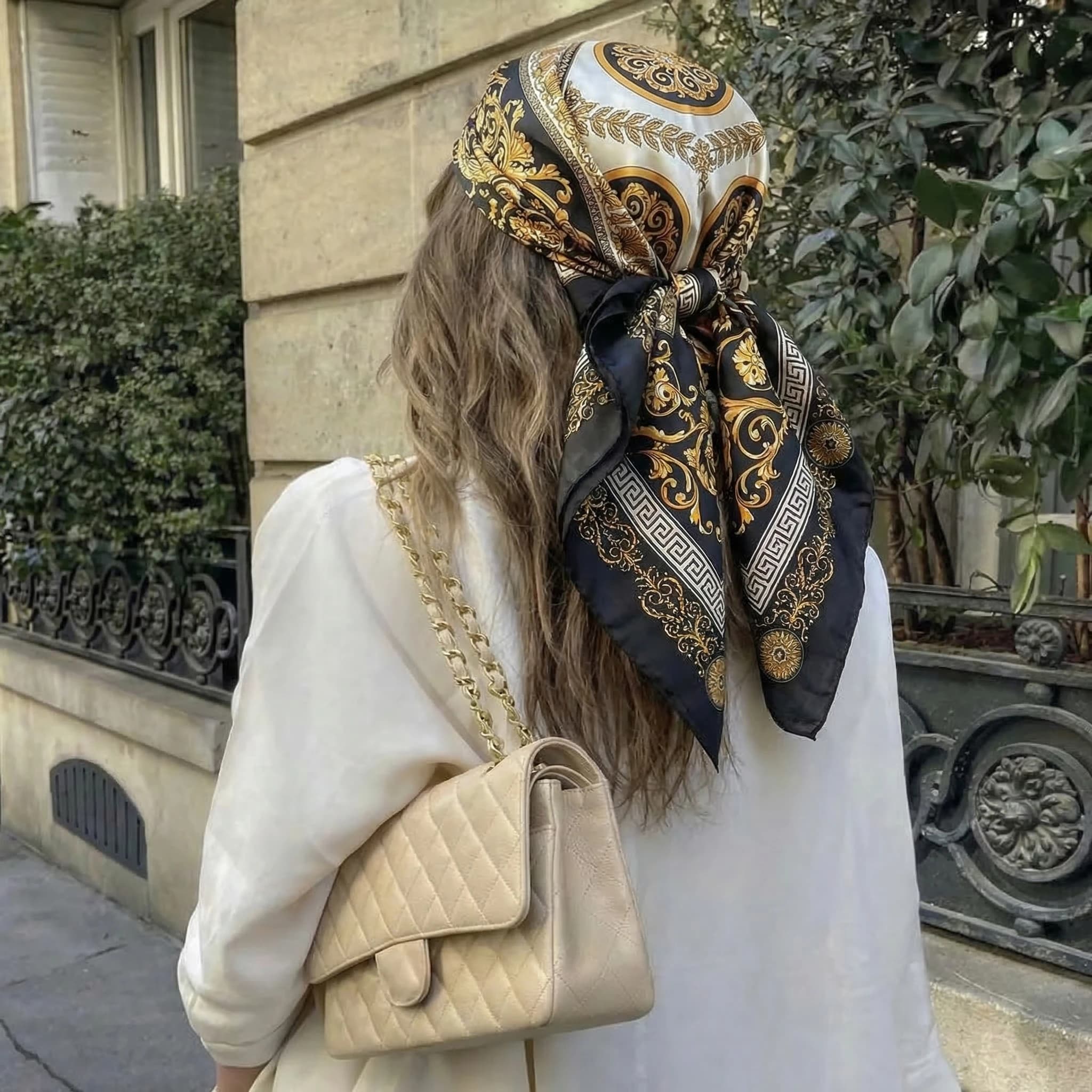 Foulard Quadrato in Raso da Donna Paisley Elegante Stampa 2026 Sciarpa in Seta Sciarpe e Copricapo Fascia per Capelli Accessori per Capelli Bandana