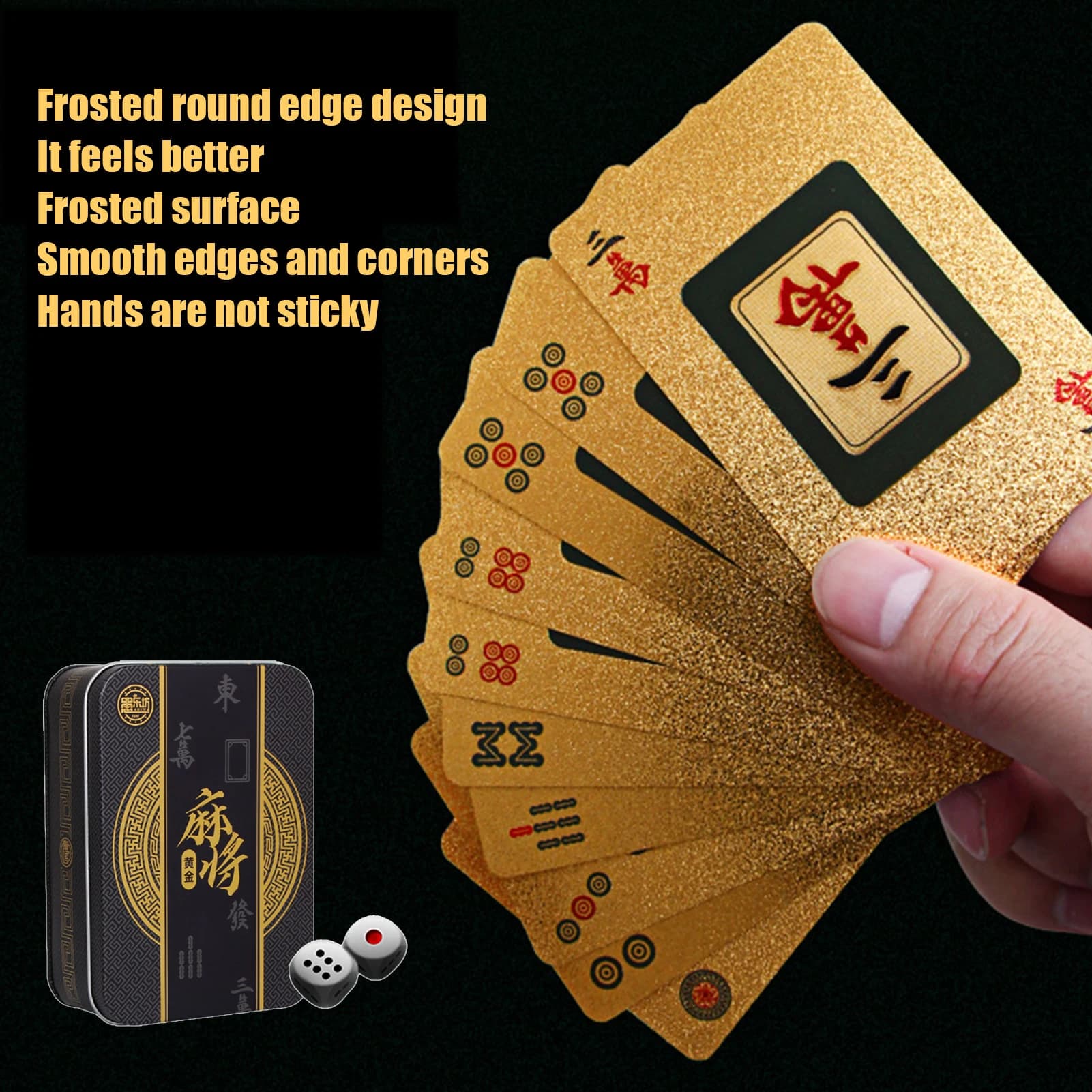 Carte da gioco Mahjong 146 pezzi Ma hjong Set di carte PVC satinato addensato Poker portatile impermeabile Majhong cinese / americano