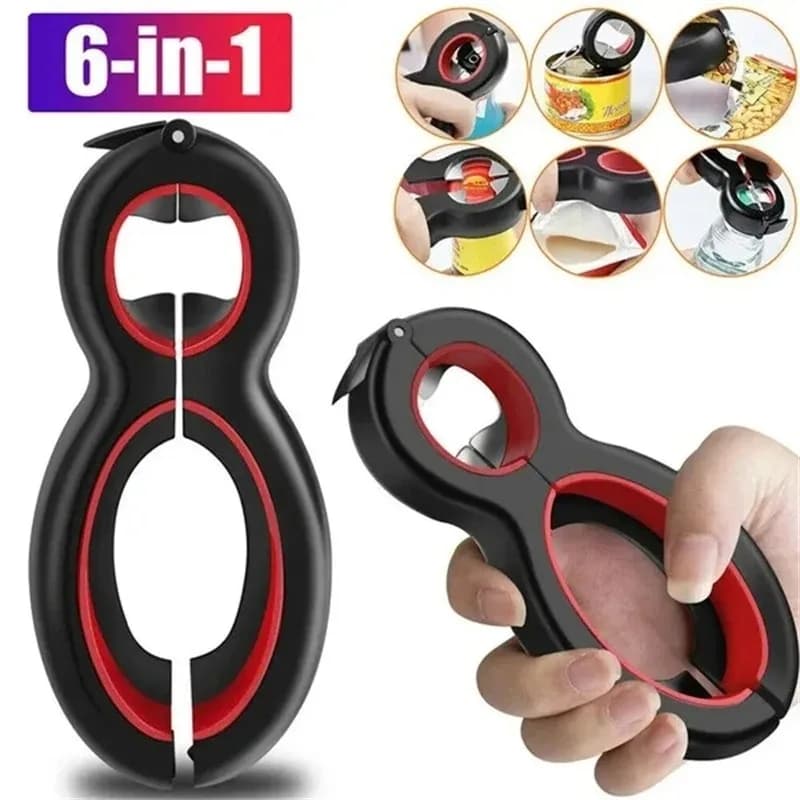 Apriscatole multifunzionale 6 in 1 apribottiglie per birra semplice apribottiglie per barattolo apriscatole per birra