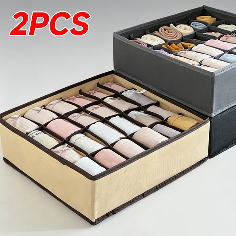 24grids Cabinet Underwear Organizer Drawer Clothes Organizer Box Closet Organizer for Underwear Bra Socks Underpants Storage Box