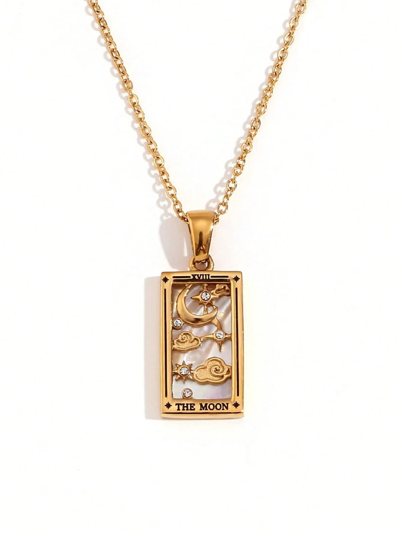 Collana con ciondolo a forma di carta dei Tarocchi in acciaio inossidabile, gioiello alla moda per adulti