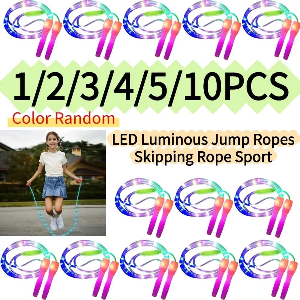 LED Luminous Jump Ropes Skipping Rope Sport Speed Ropes Night Exercise Fitness Training Light Up Led Skipping Rope 1-10pcs