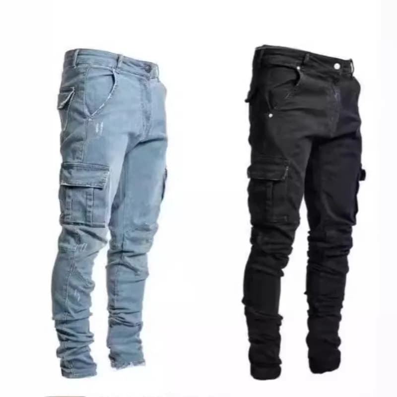 Jeans skinny elasticizzati da uomo con tasche laterali Jeans skinny