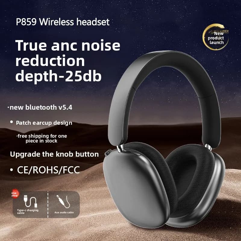 New headphones with active noise reduction, Bluetooth, true wireless, long battery life, suitable for mobile phones