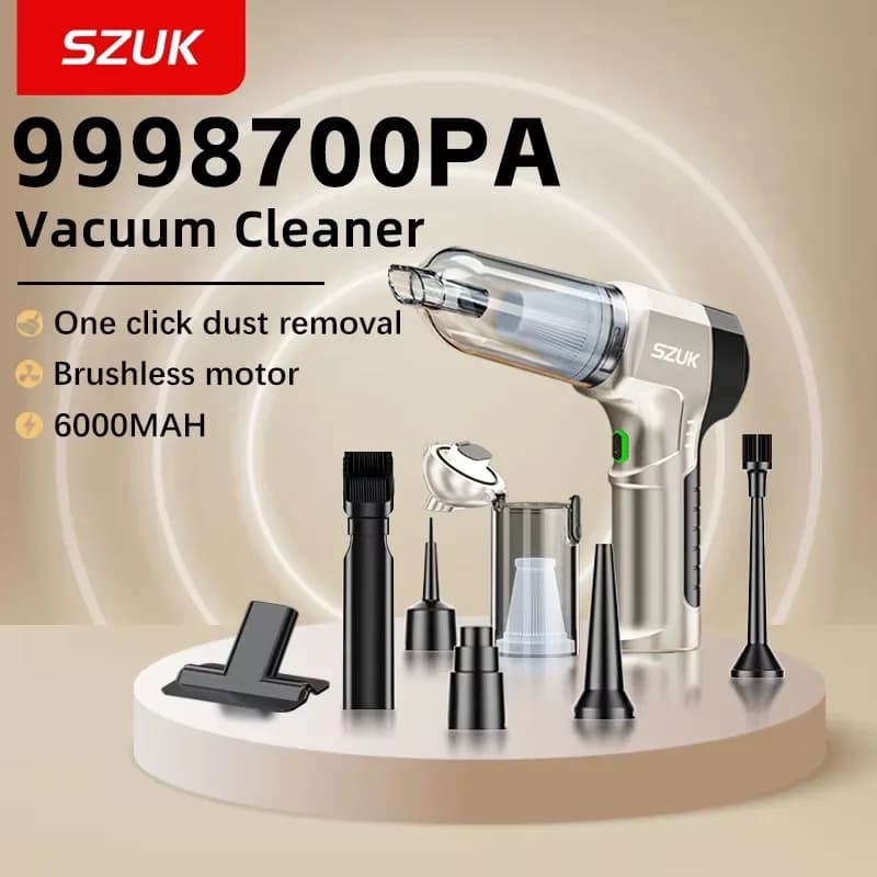 SZUK Aspirapolvere per auto senza fili Mini aspirapolvere per spolverare con un pulsante Aspirapolvere portatile portatile per auto e casa