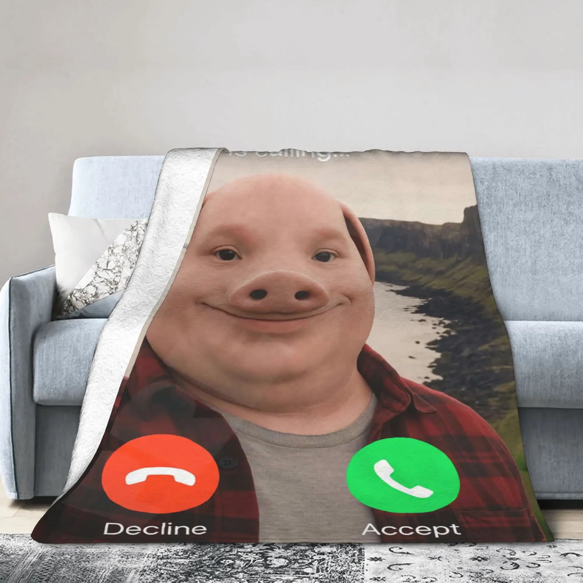 John Pork is Calling Plush Blanket Kids Adult Flannel Throw Blanket For Bedroom Soft Design Quality Bedspread Gift Idea