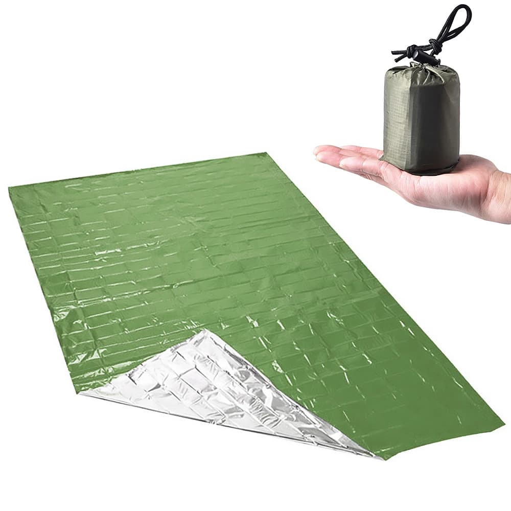 Portable outdoor light emergency sleeping bag with camping coulisse, hiking, travel, survival