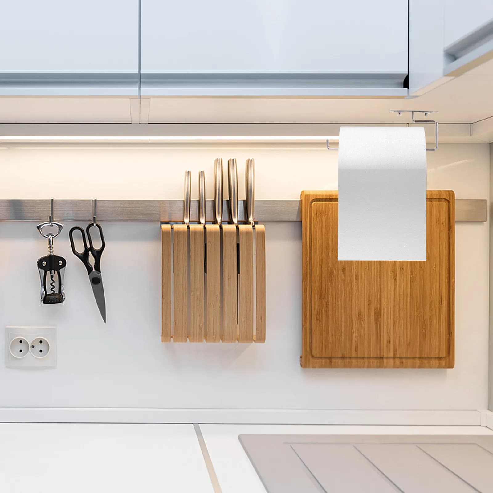 Portarotolo in Acciaio Inox Moderno Senza Foratura, Dispenser di Carta Igienica da Parete per Bagno, Porta Rotolo di Carta