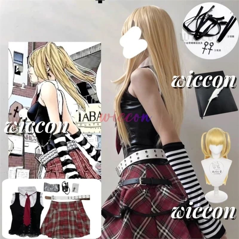Misa Cosplay DeathNote Misa Amane Costume Cosplay Quotidiano Vestito Sexy Sottocultura Collana y2k jirai kei GothLoli Parrucca Uniforme