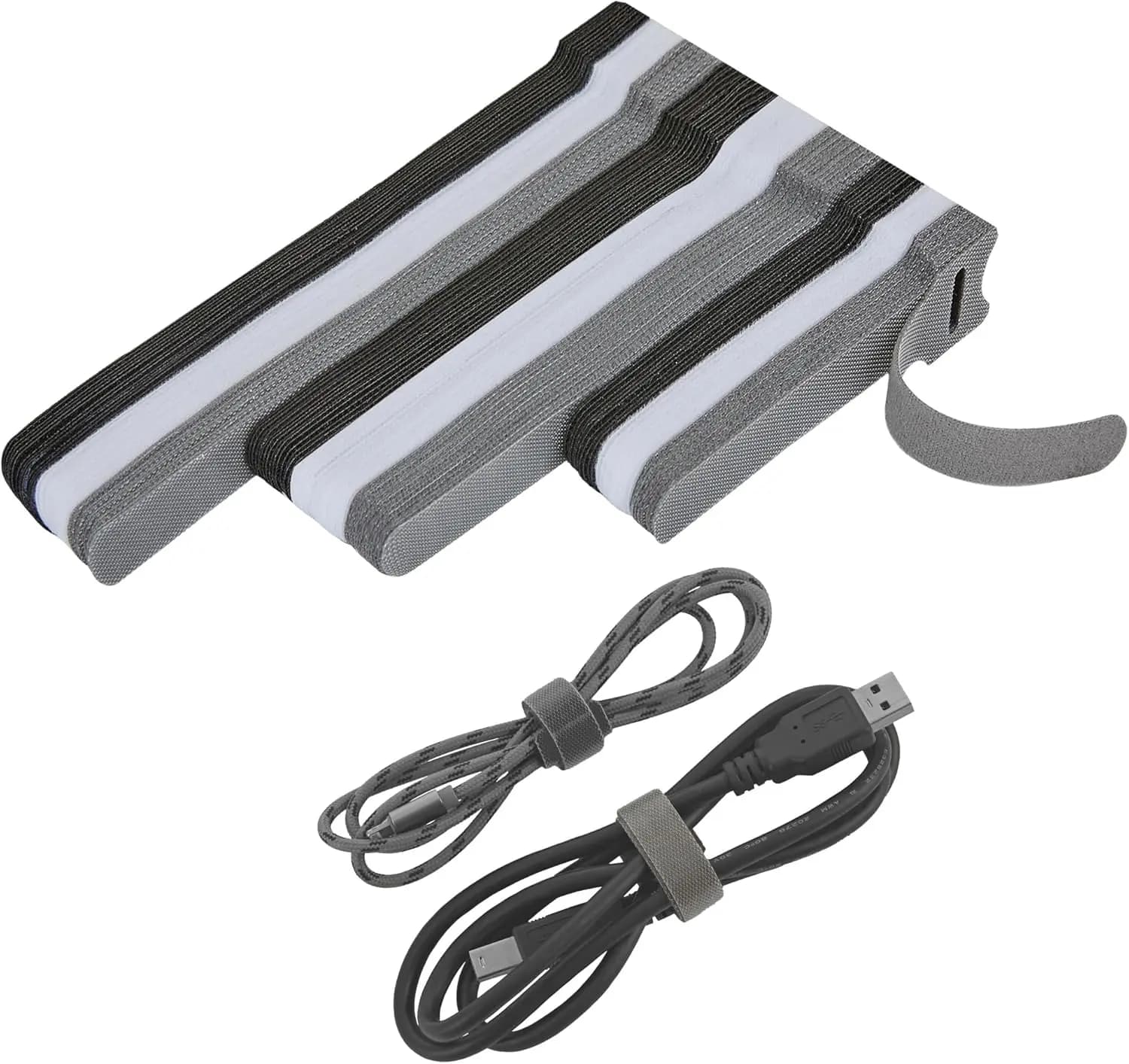 Fascette per Cavi Riutilizzabili con Gancio e Anello, Cinghie Regolabili per Casa, Ufficio e Centri Dati (Nero, Bianco, Grigio, 4-6-8 Pollici)