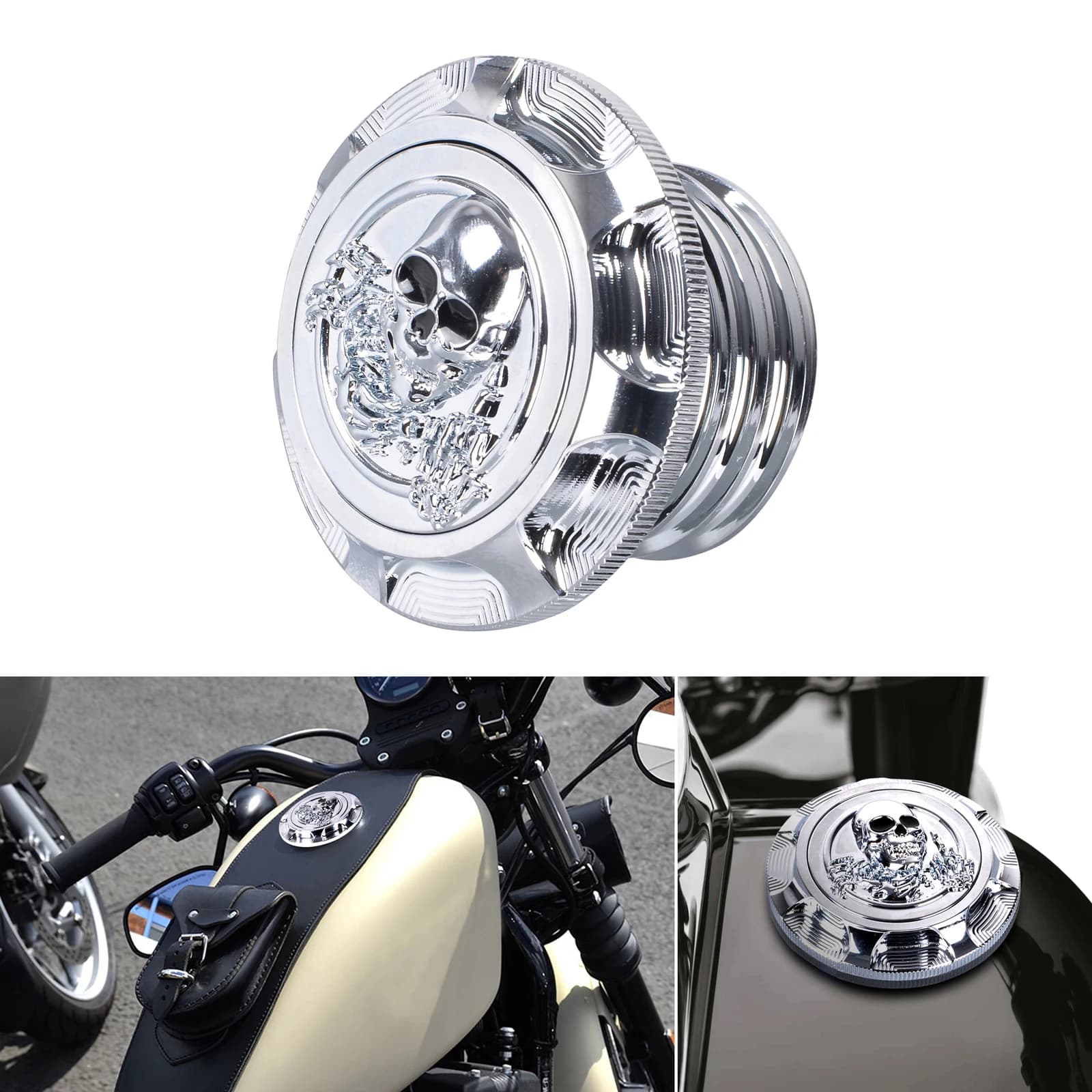 Moto Coperchio Del Serbatoio Tappo Olio 3D di Alluminio di CNC Gas Carburante Decorativo per Harley Sportster XL 1200 883 X48 Dyna Touring Road King
