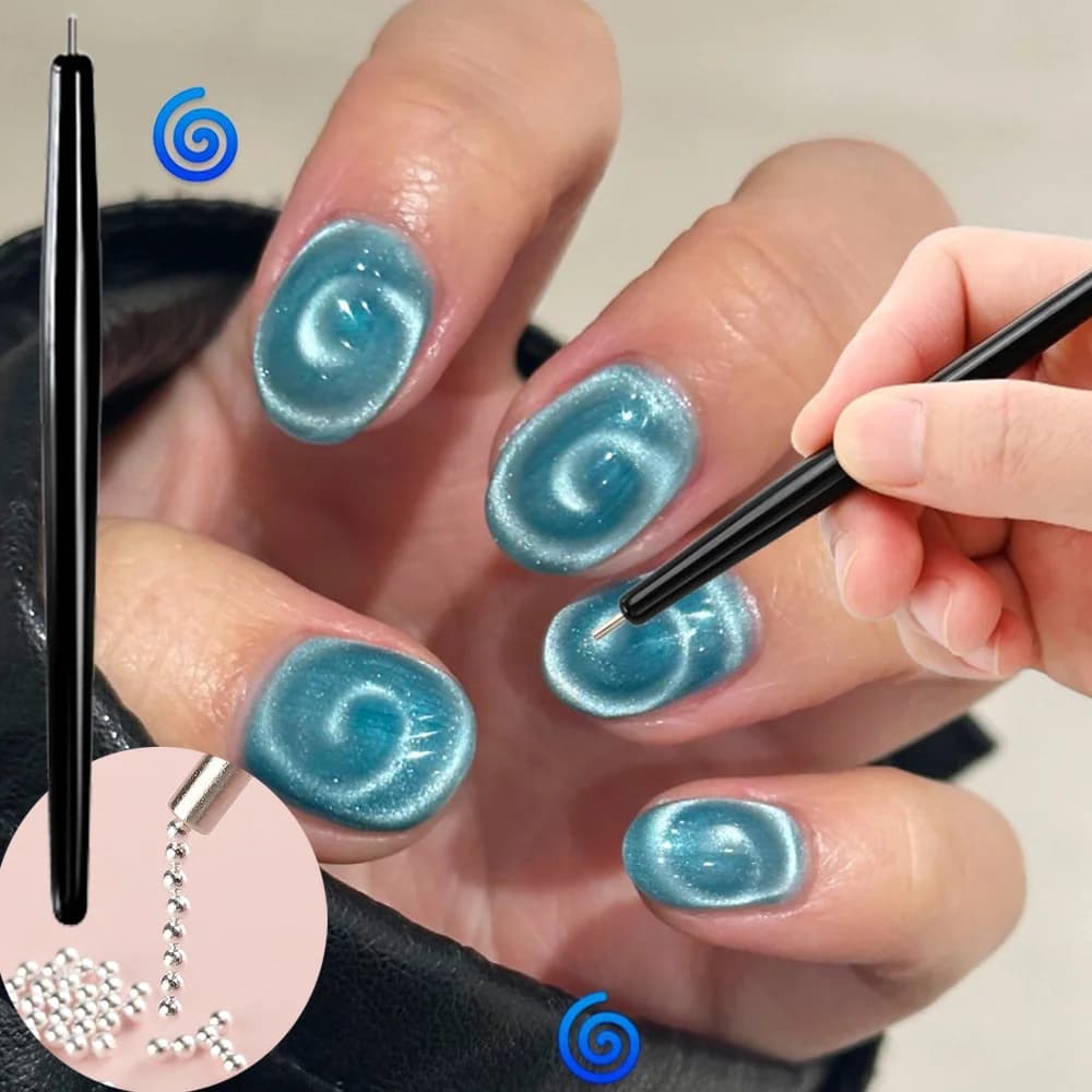 1/2 pezzi penna magnetica per unghie vortice/lecca occhio di gatto crea acqua ondulazione effetto ricciolo bastoncino magnetico per strumenti per manicure smalto gel e