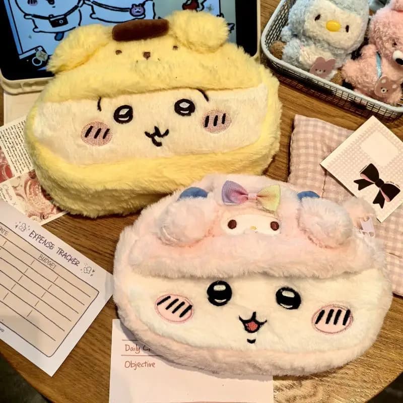 Hot Anime Plush Pen Case Cartoon Usagi Hachiwareas Stationery Box Large Capacity Pen Case Student Stationery Gift Fast Delievery