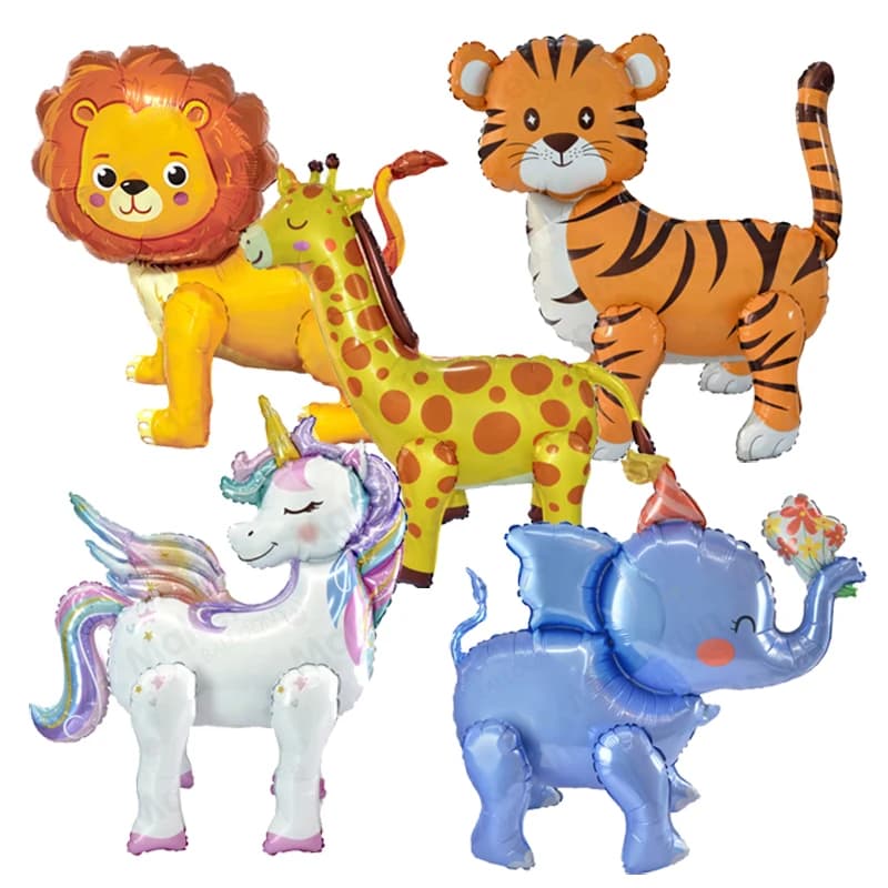 1Set Nuovo Assemblaggio 3D Foglio di Alluminio Palloncino Gonfiabile Del Fumetto Giungla Animale Leone Tigre Tartaruga Festa di Compleanno Decorare Forniture