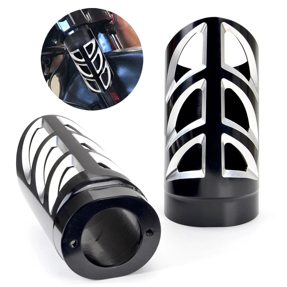 Copertura del cursore del bagagliaio della forcella in alluminio billet CNC stile design smussato per moto Harley Touring Road King Street Electra Glide