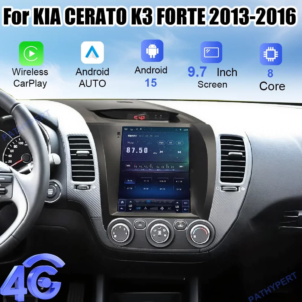 Android 15 For KIA CERATO K3 FORTE 2013-2016 Car Audio Player Bluetooth Multimedia Carplay Display GPS Navigation Head Unit WiFi